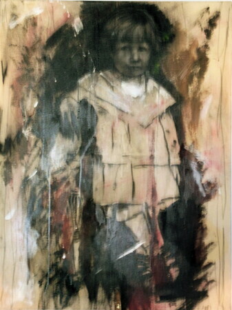 "Boy in White Collar" mixed media 30x40 (sold)